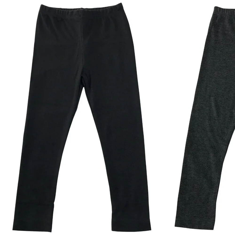 4 Pairs Little Girls Solid Comfort Stretch Soft Active Leggings Pant Black Grey
